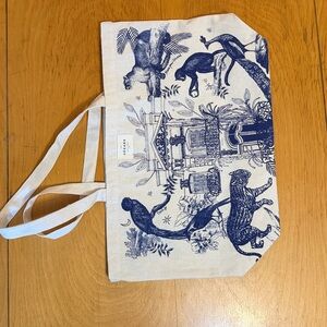 Sezane Tote Bag jungle Monkey blue animals classic